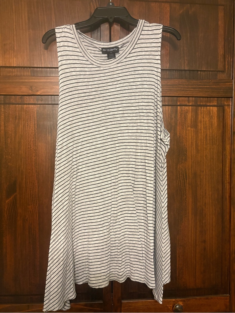 See You Monday Gray and Black Striped Sleeveless Tank